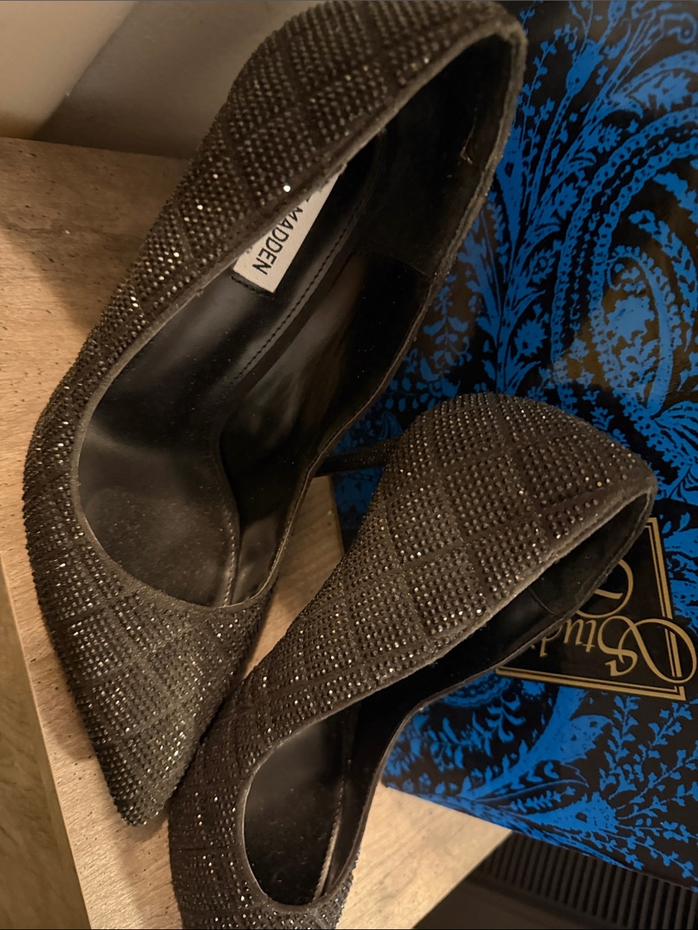 Steven by Steve Madden Black Jeweled Pointed-Toe Stilettos